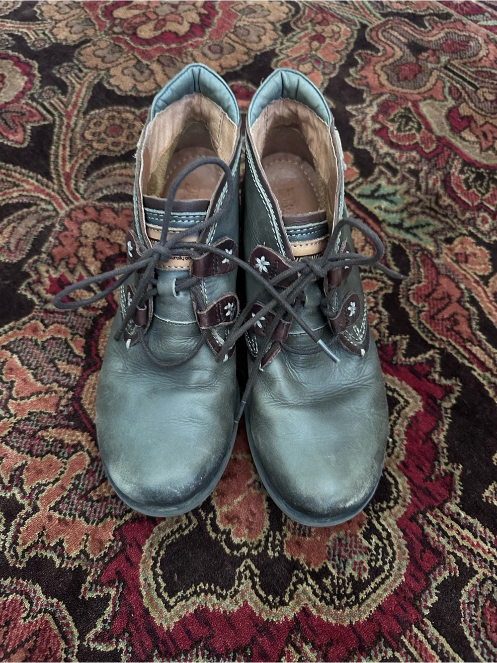 Pikolinos  Leather Lace-Up Ankle Boots in Green